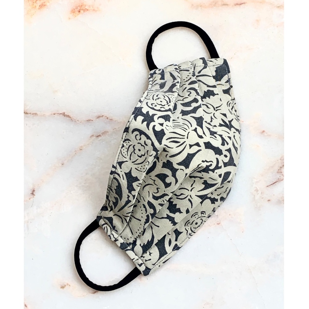 (2 LEFT) ADULT CLOTH FACE MASK_GRAY/CREME BROCADE - Picture 3 of 10